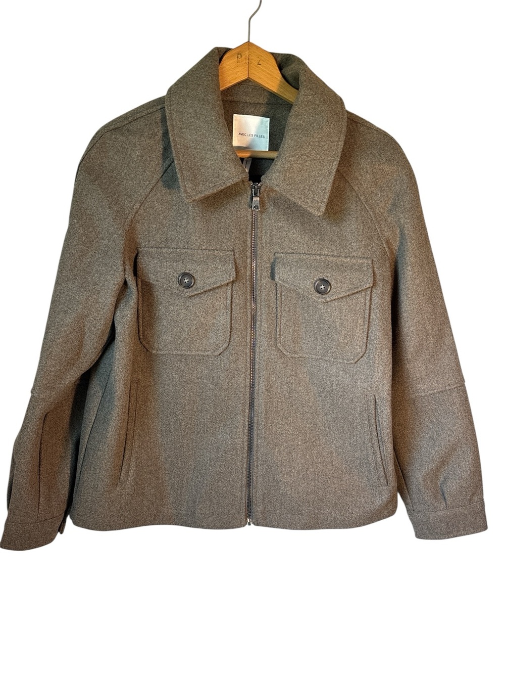 AVEC LES FILLES Anthropologie Full Zip Jacket Brown Oatmeal Staple Boho Cozy
